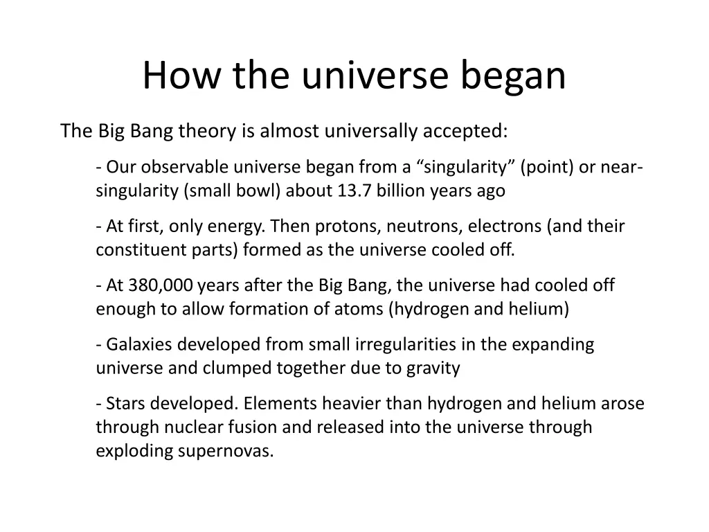 how the universe began