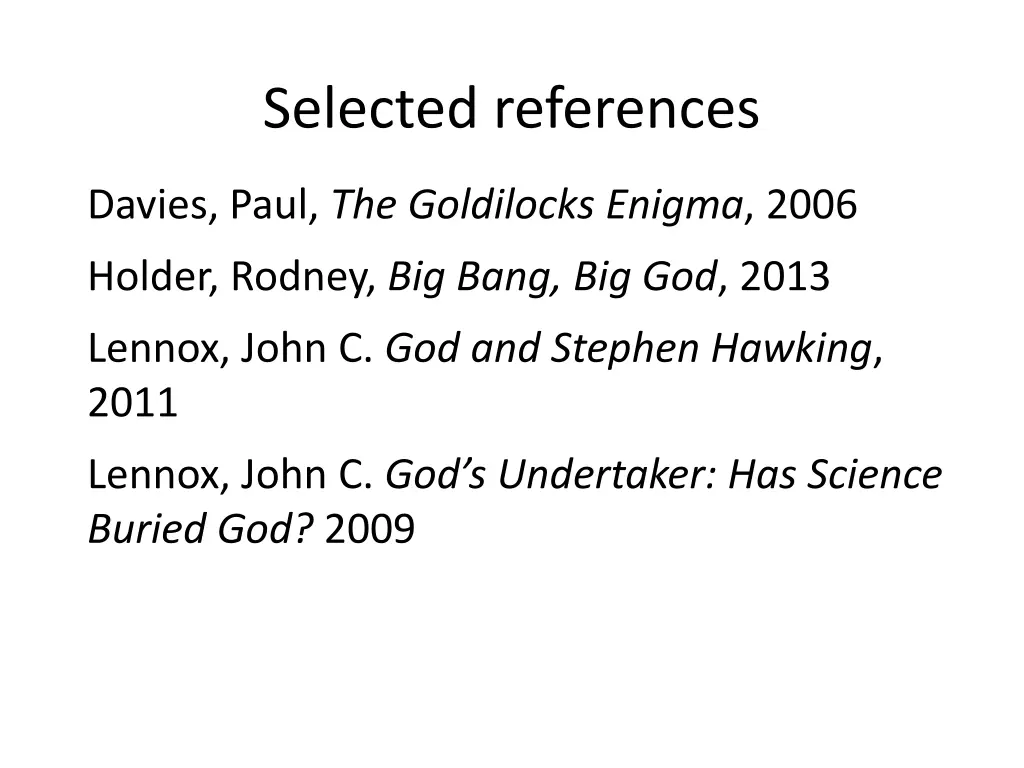 selected references