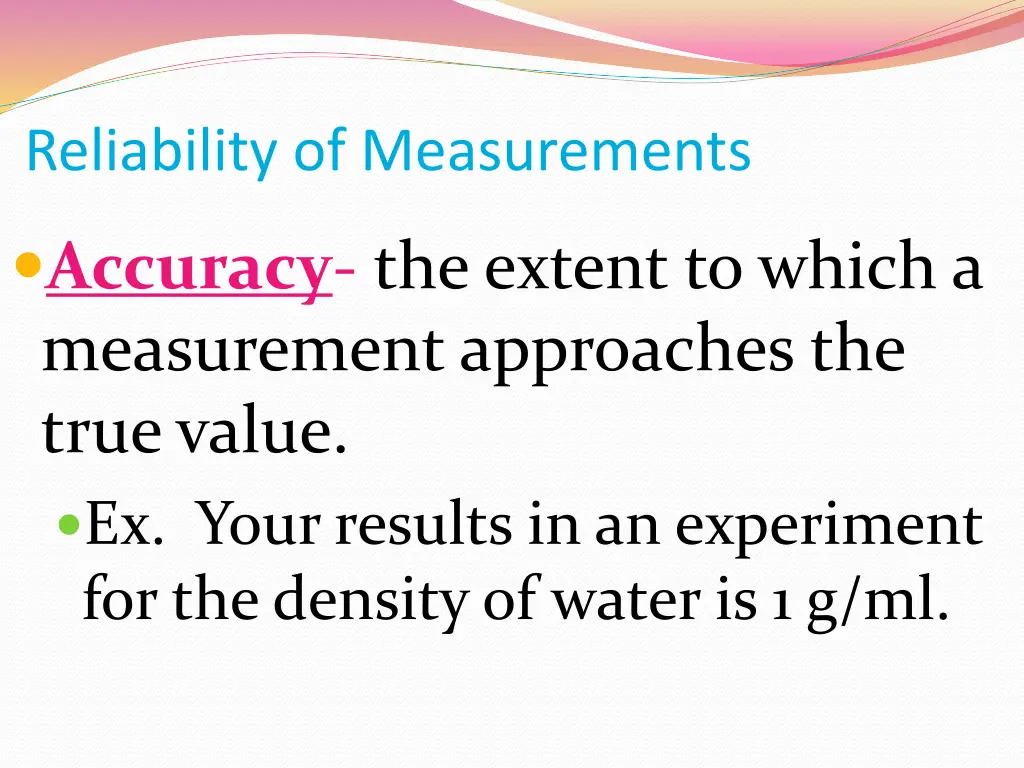 reliability of measurements