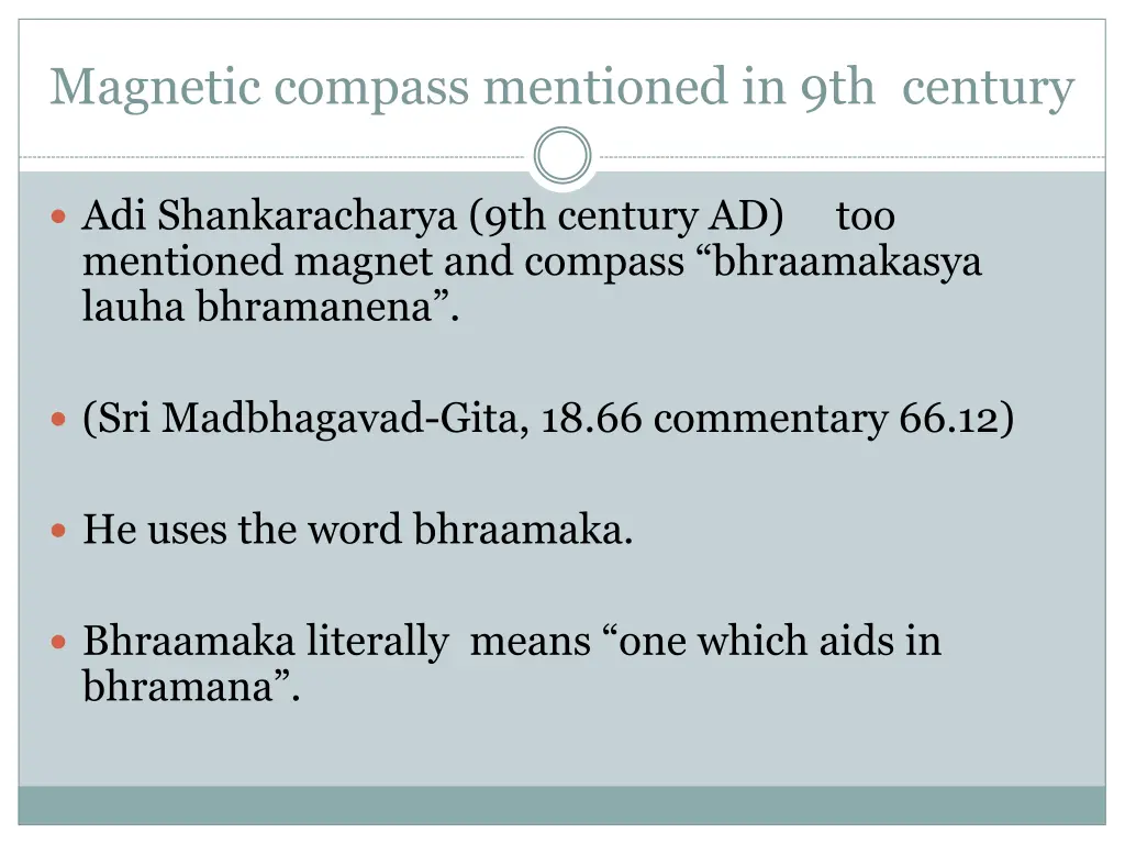 magnetic compass mentioned in 9th century