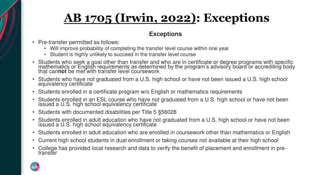 ab 1705 irwin 2022 exceptions