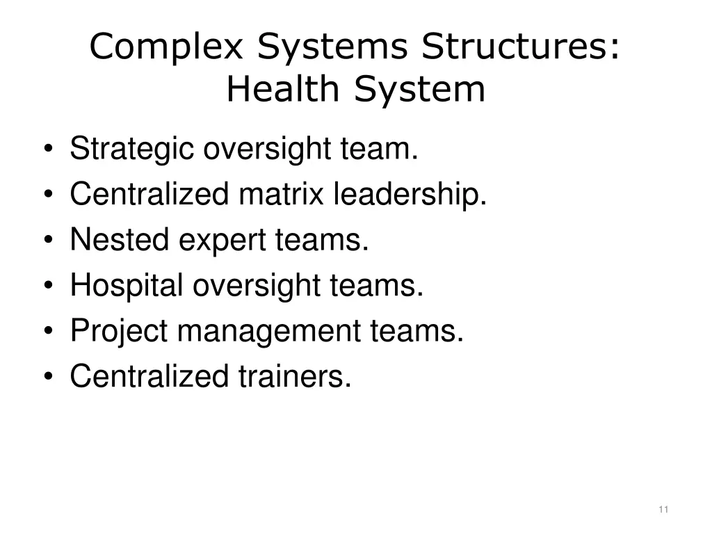 complex systems structures health system