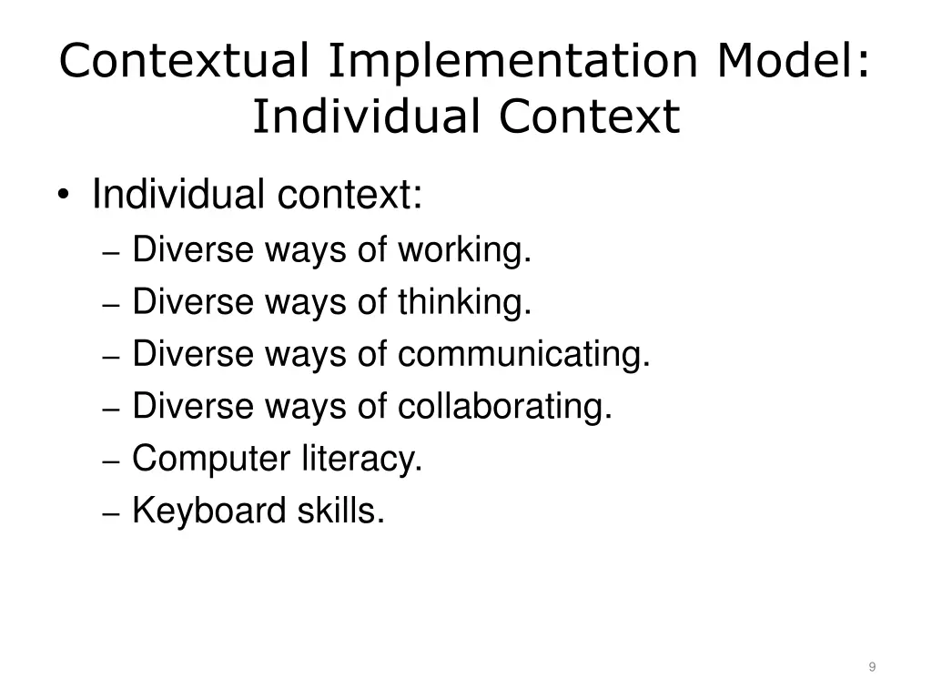 contextual implementation model individual context