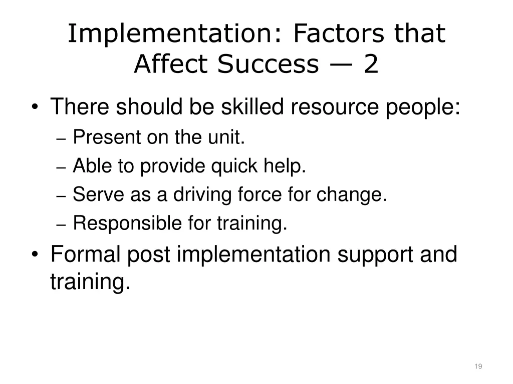 implementation factors that affect success 2