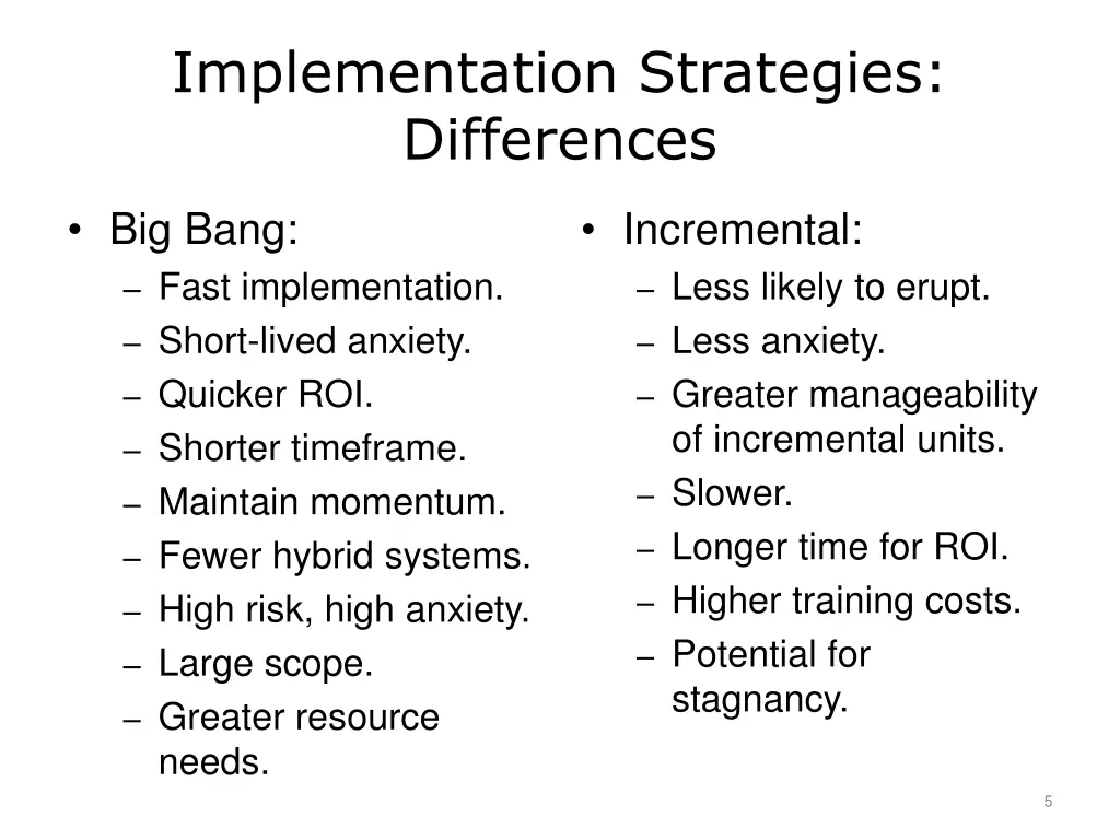 implementation strategies differences