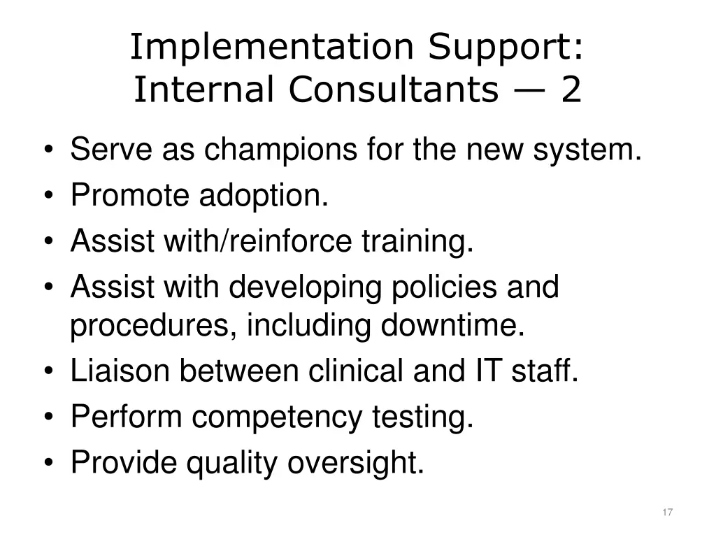 implementation support internal consultants 2