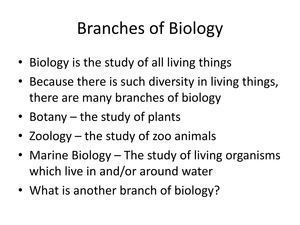 branches of biology