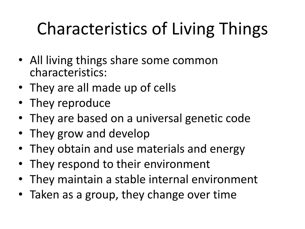 characteristics of living things 1