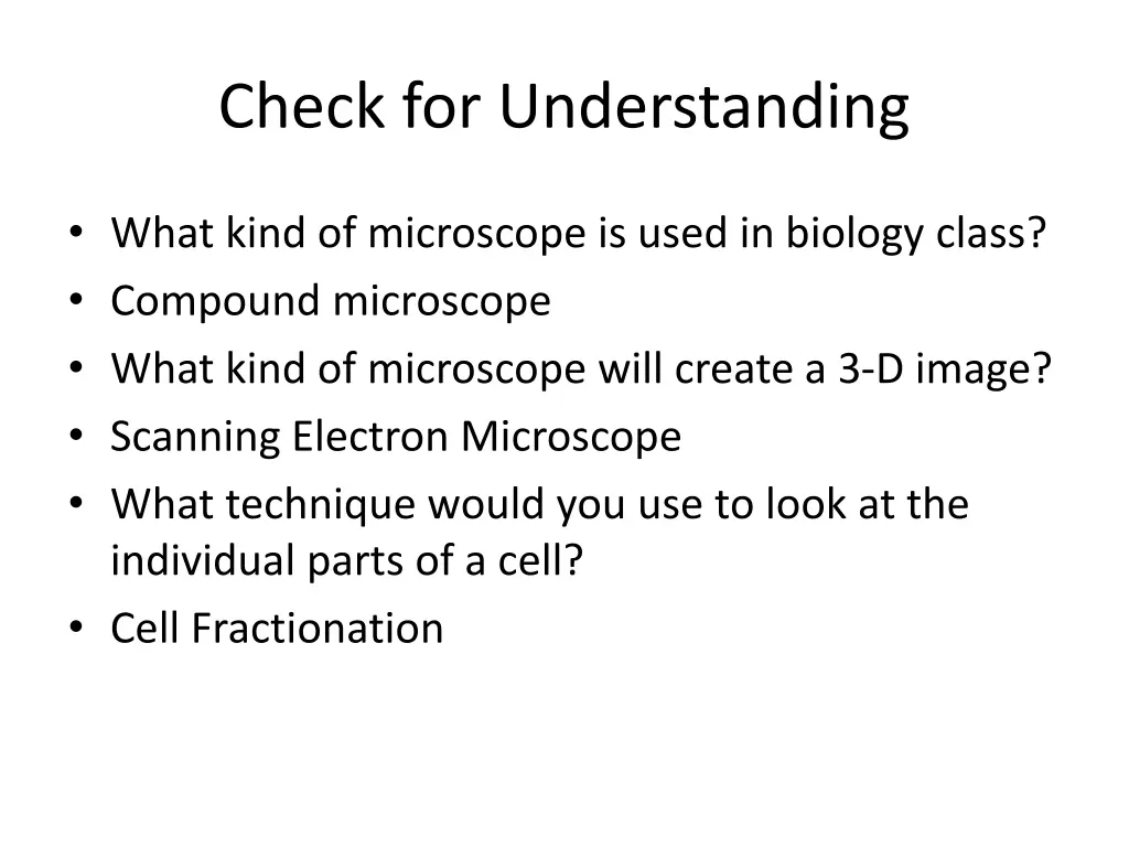 check for understanding