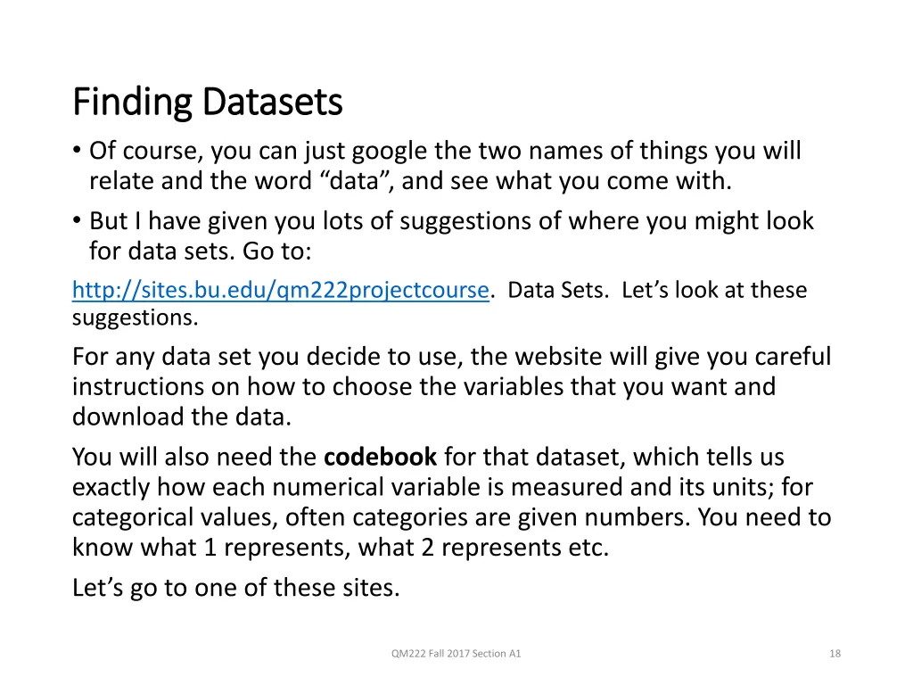 finding datasets finding datasets of course