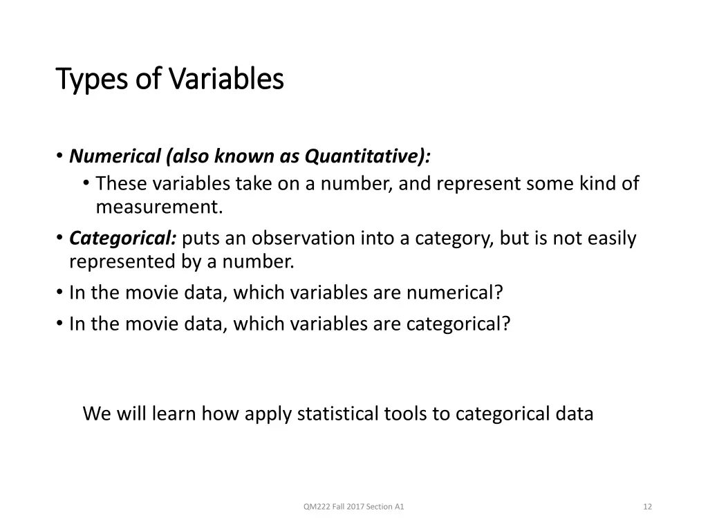 types of variables types of variables