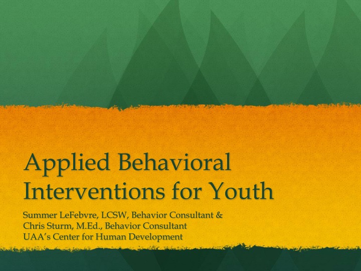 applied behavioral interventions for youth summer