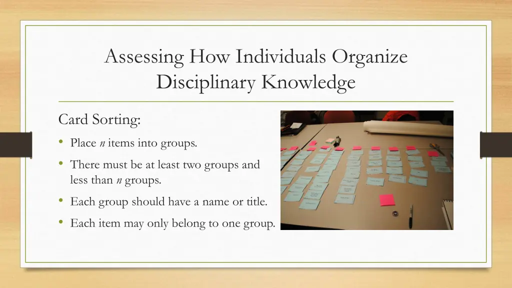 assessing how individuals organize disciplinary