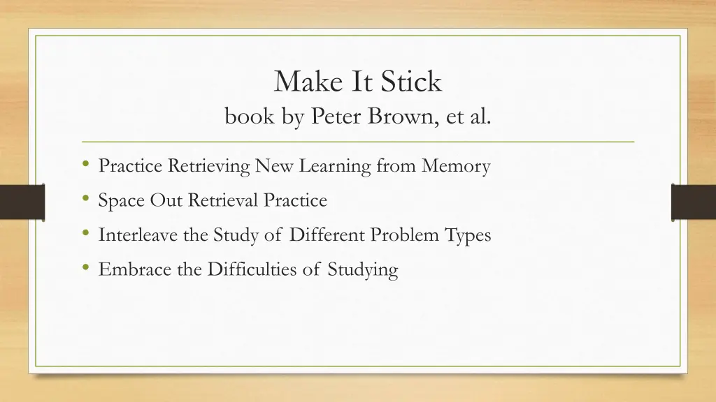 make it stick book by peter brown et al