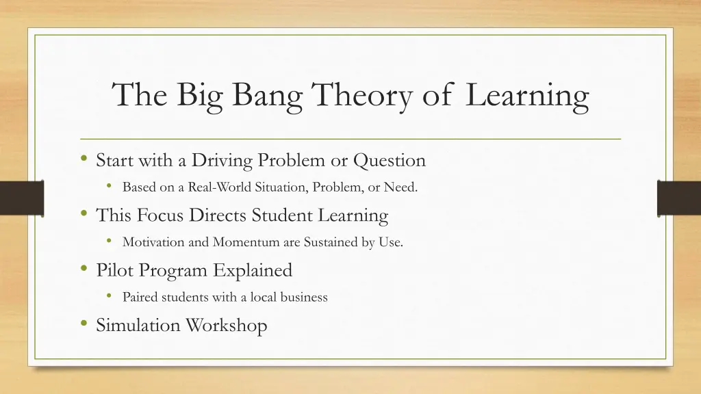 the big bang theory of learning