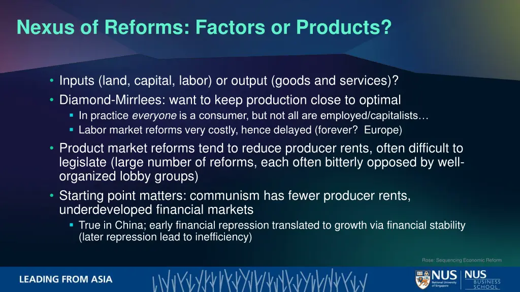 nexus of reforms factors or products