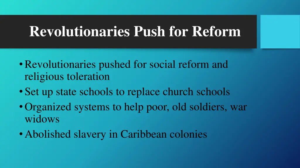 revolutionaries push for reform