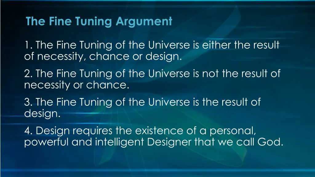 the fine tuning argument