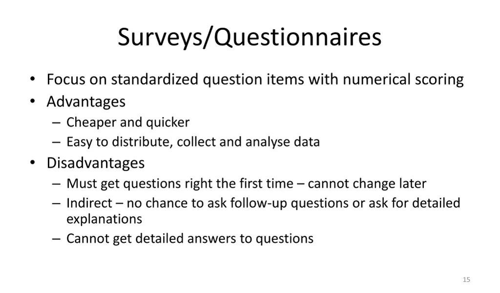 surveys questionnaires