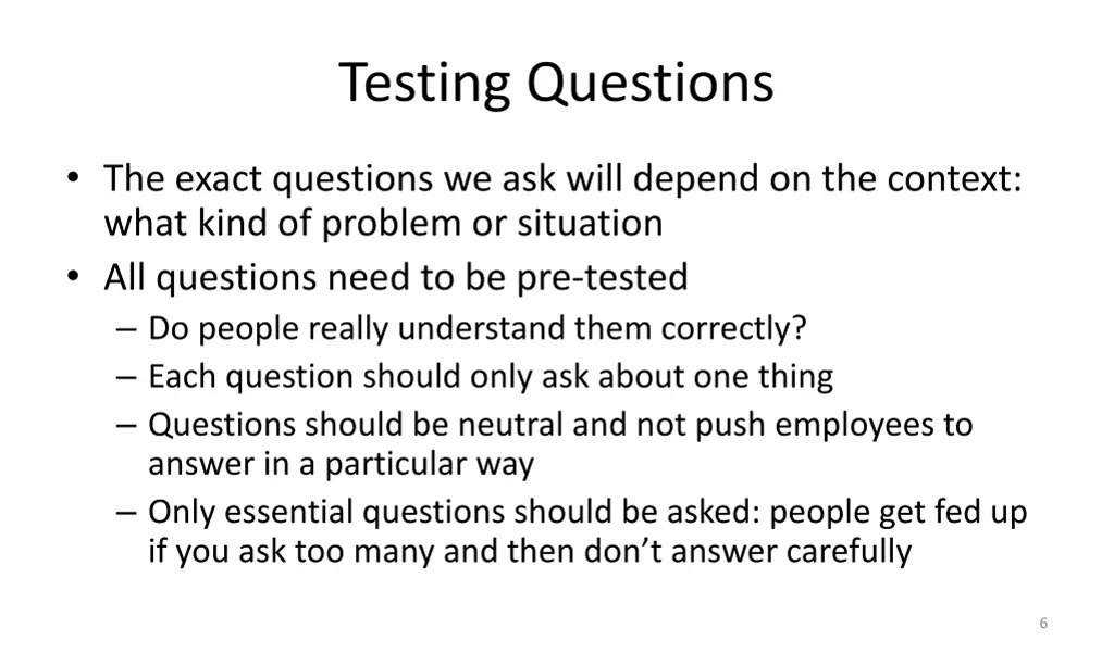 testing questions