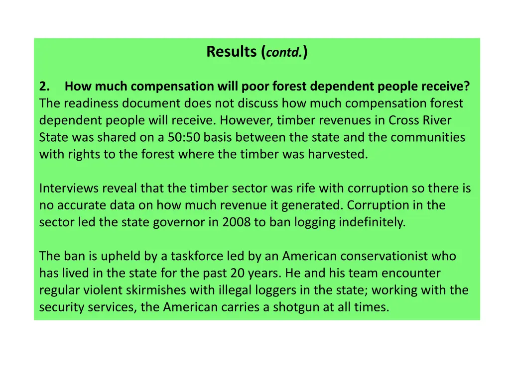 results contd