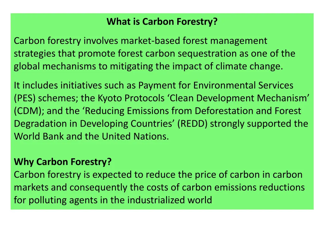 what is carbon forestry