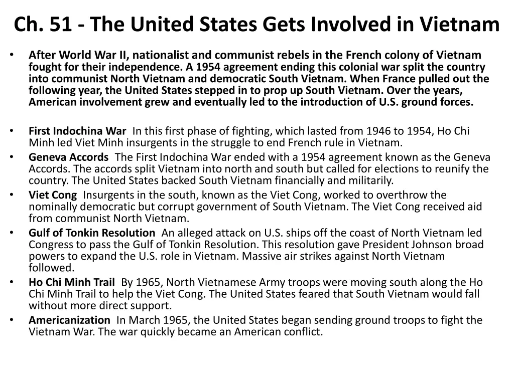 ch 51 the united states gets involved in vietnam