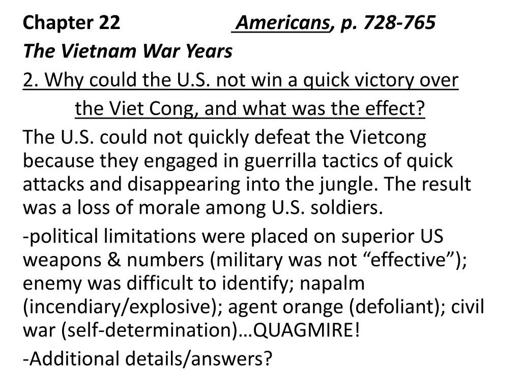 chapter 22 the vietnam war years 2 why could