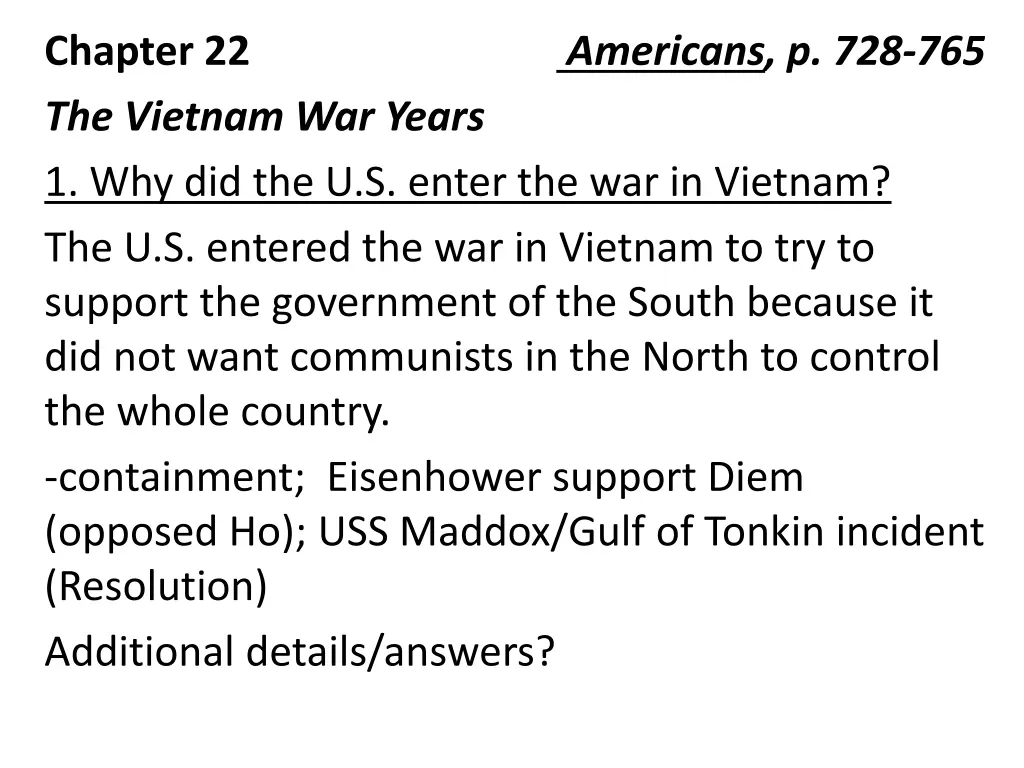 chapter 22 the vietnam war years