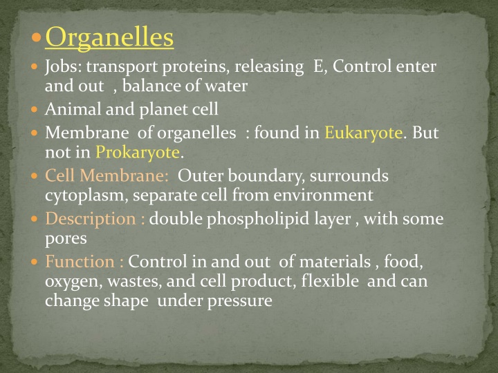 organelles jobs transport proteins releasing