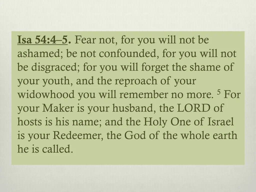 isa 54 4 5 fear not for you will not be ashamed