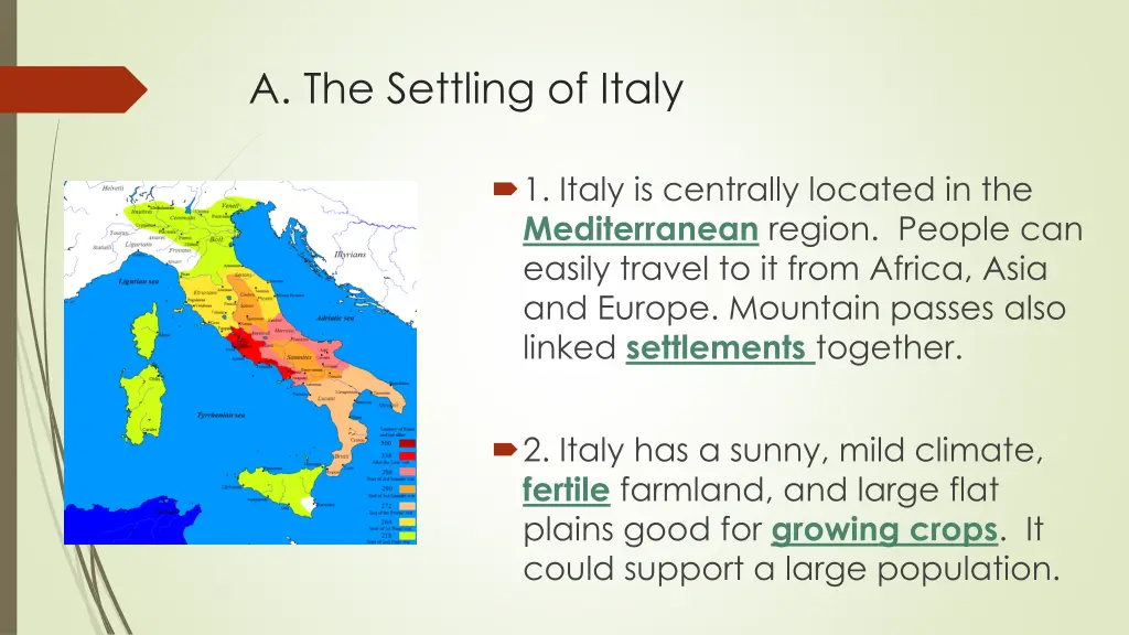 a the settling of italy