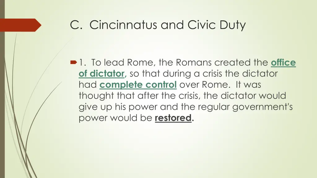 c cincinnatus and civic duty