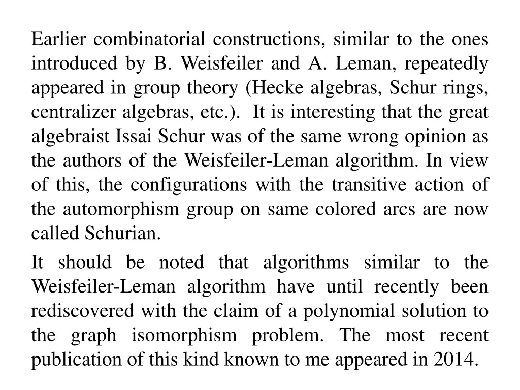 earlier combinatorial constructions similar