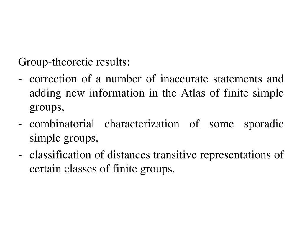 group theoretic results correction of a number