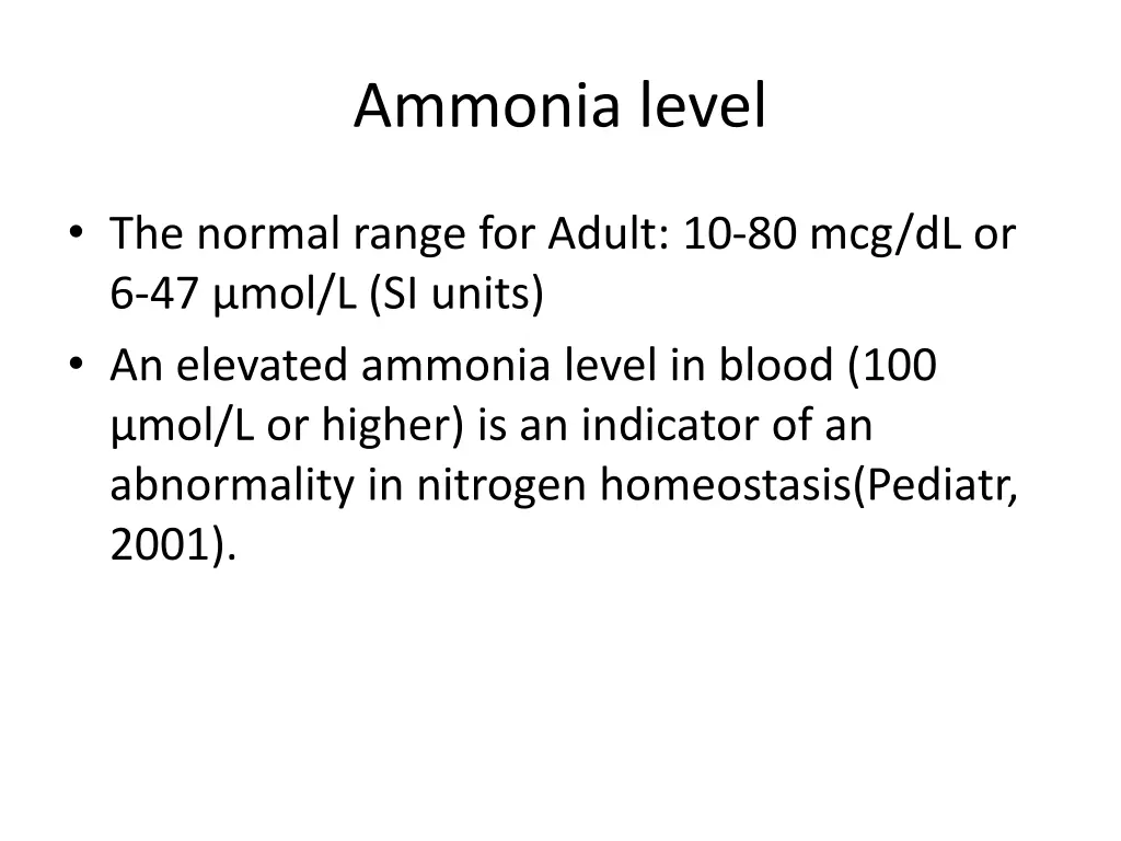 ammonia level