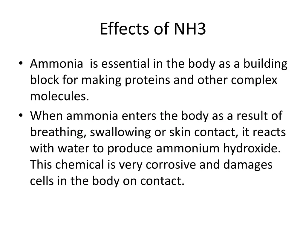 effects of nh3