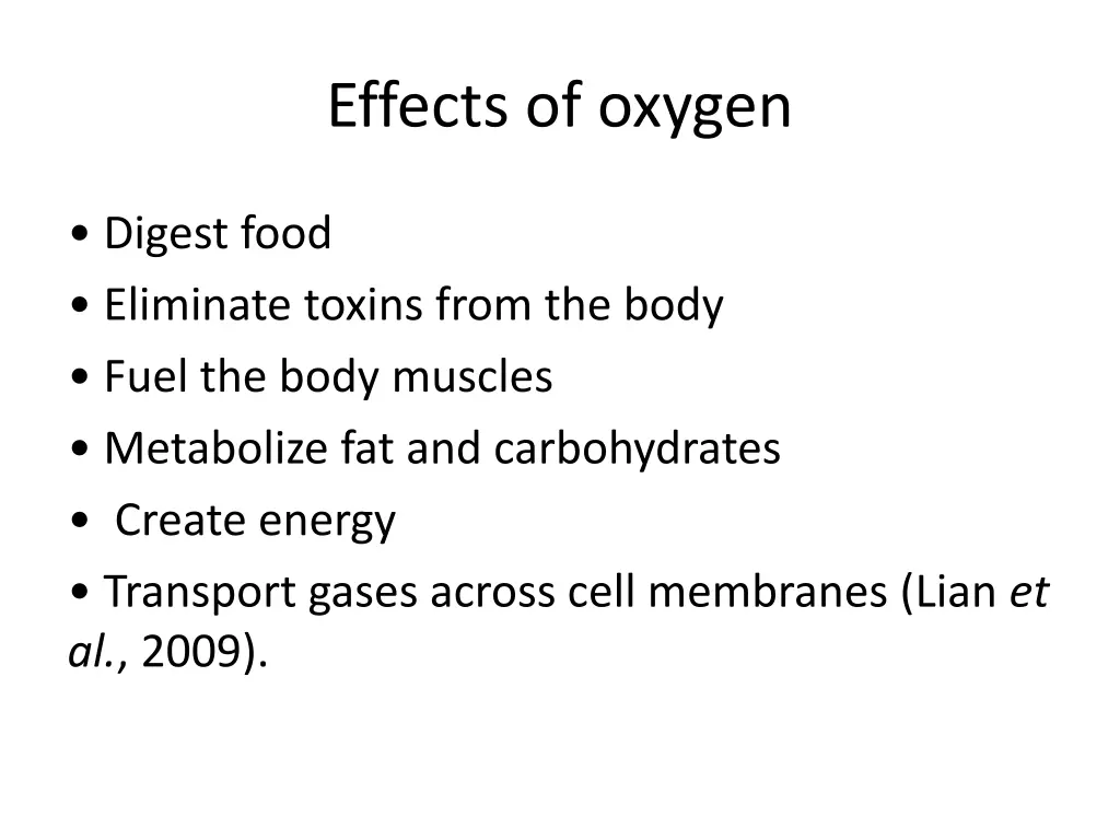 effects of oxygen