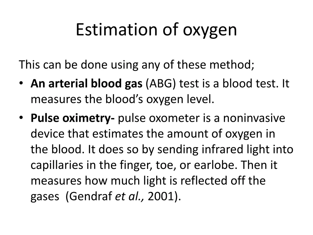 estimation of oxygen