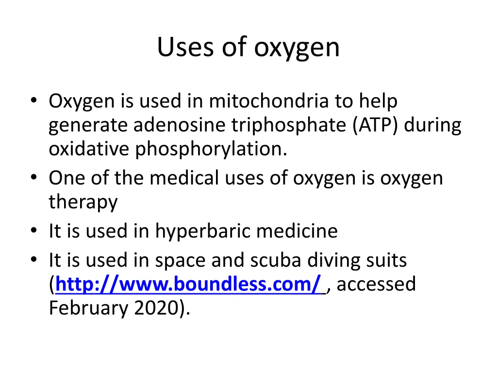 uses of oxygen