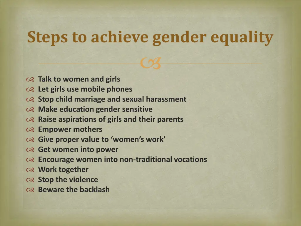 steps to achieve gender equality