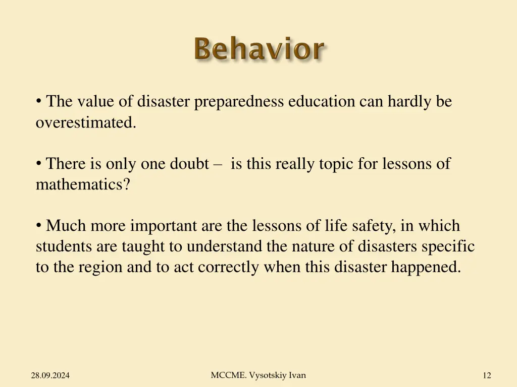 the value of disaster preparedness education