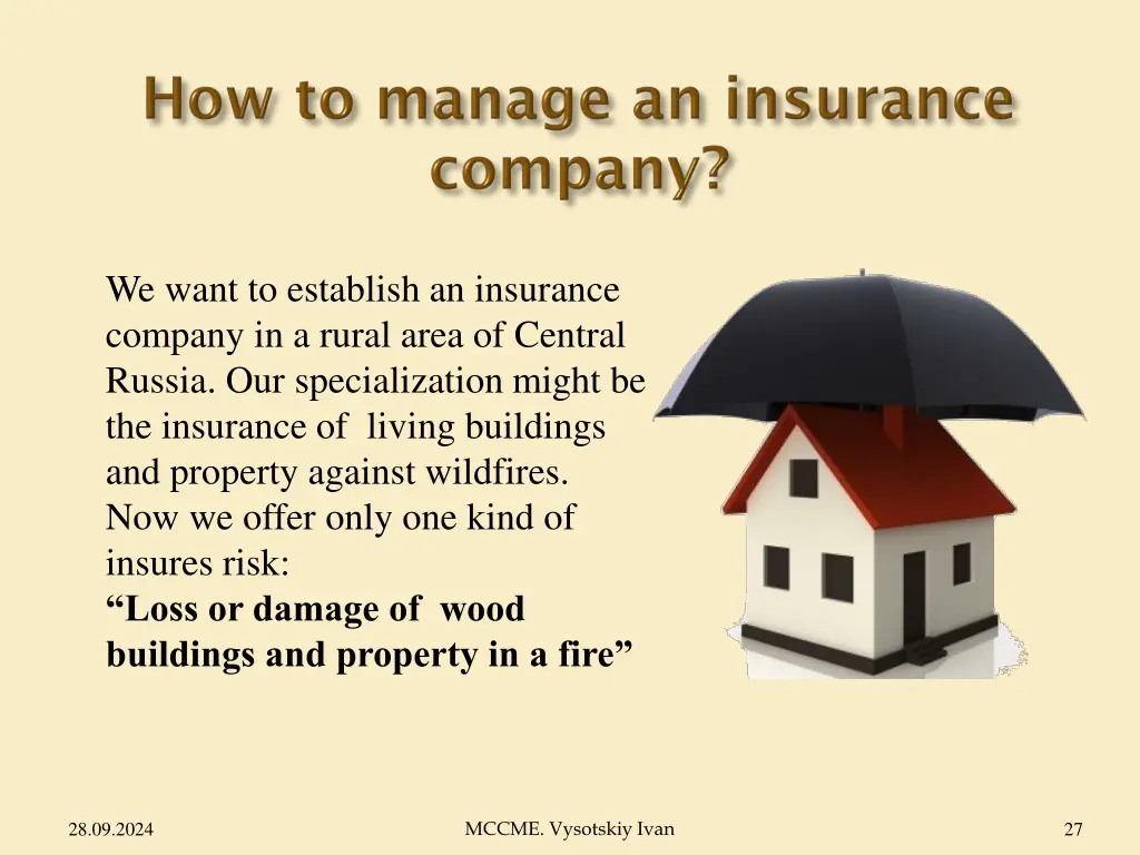 we want to establish an insurance company