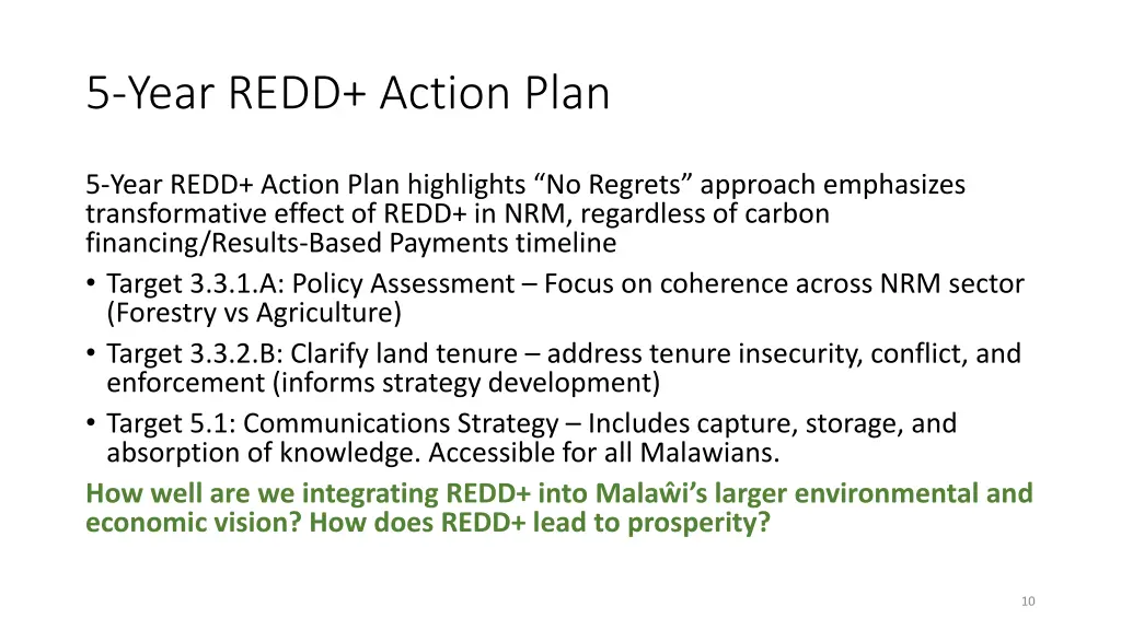 5 year redd action plan