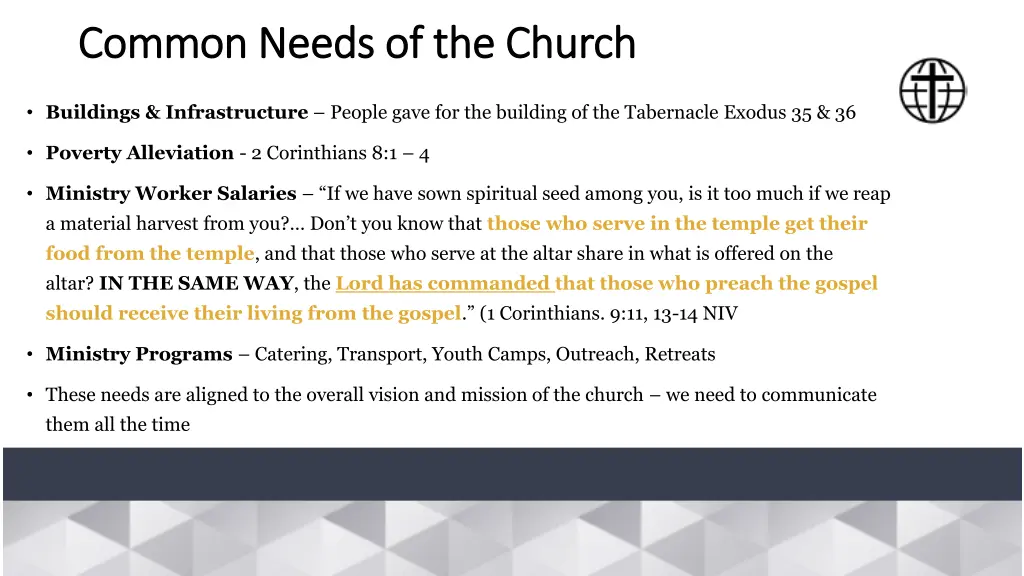 common needs of the church common needs