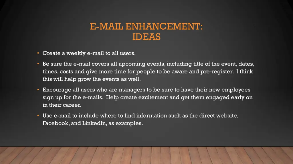 e mail enhancement ideas