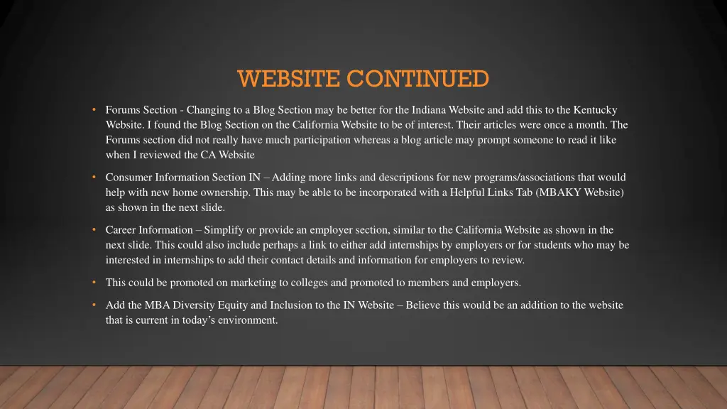 website continued