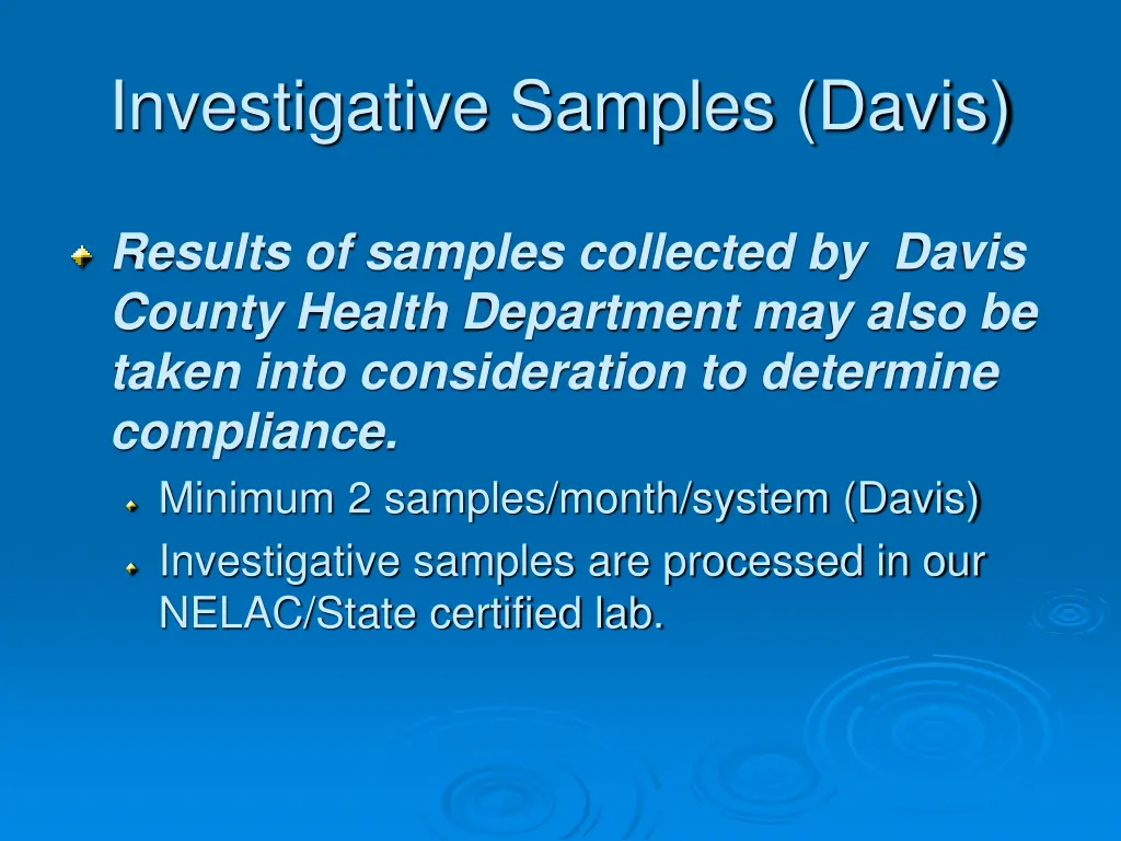 investigative samples davis