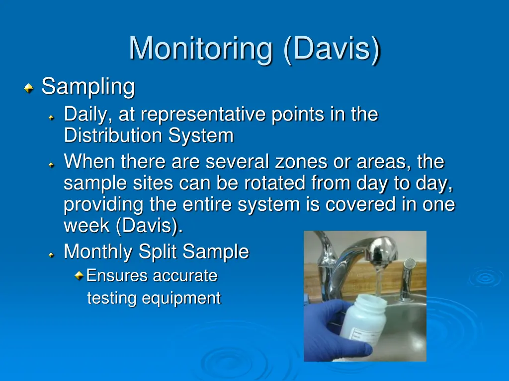 monitoring davis sampling daily at representative