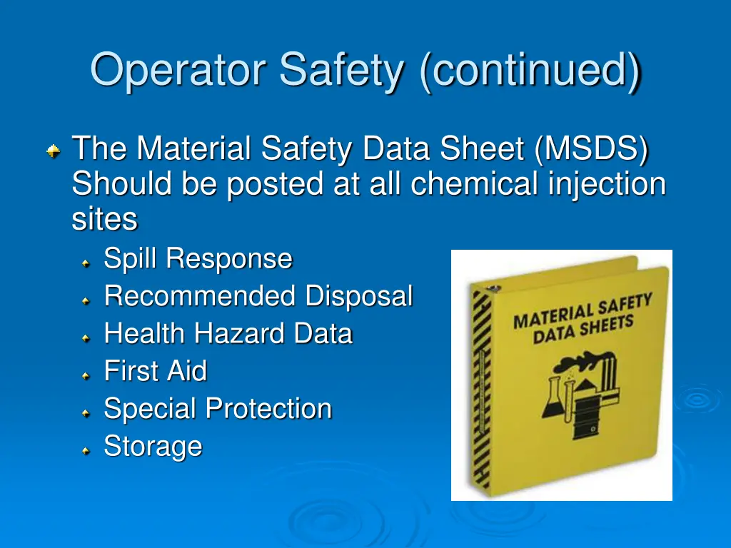 operator safety continued